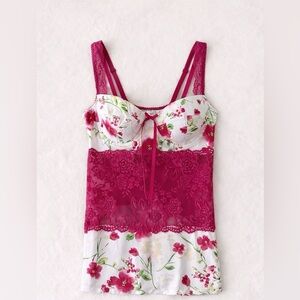 Arianne Pink Floral Lace Camisole Lingerie Cami Top Size L